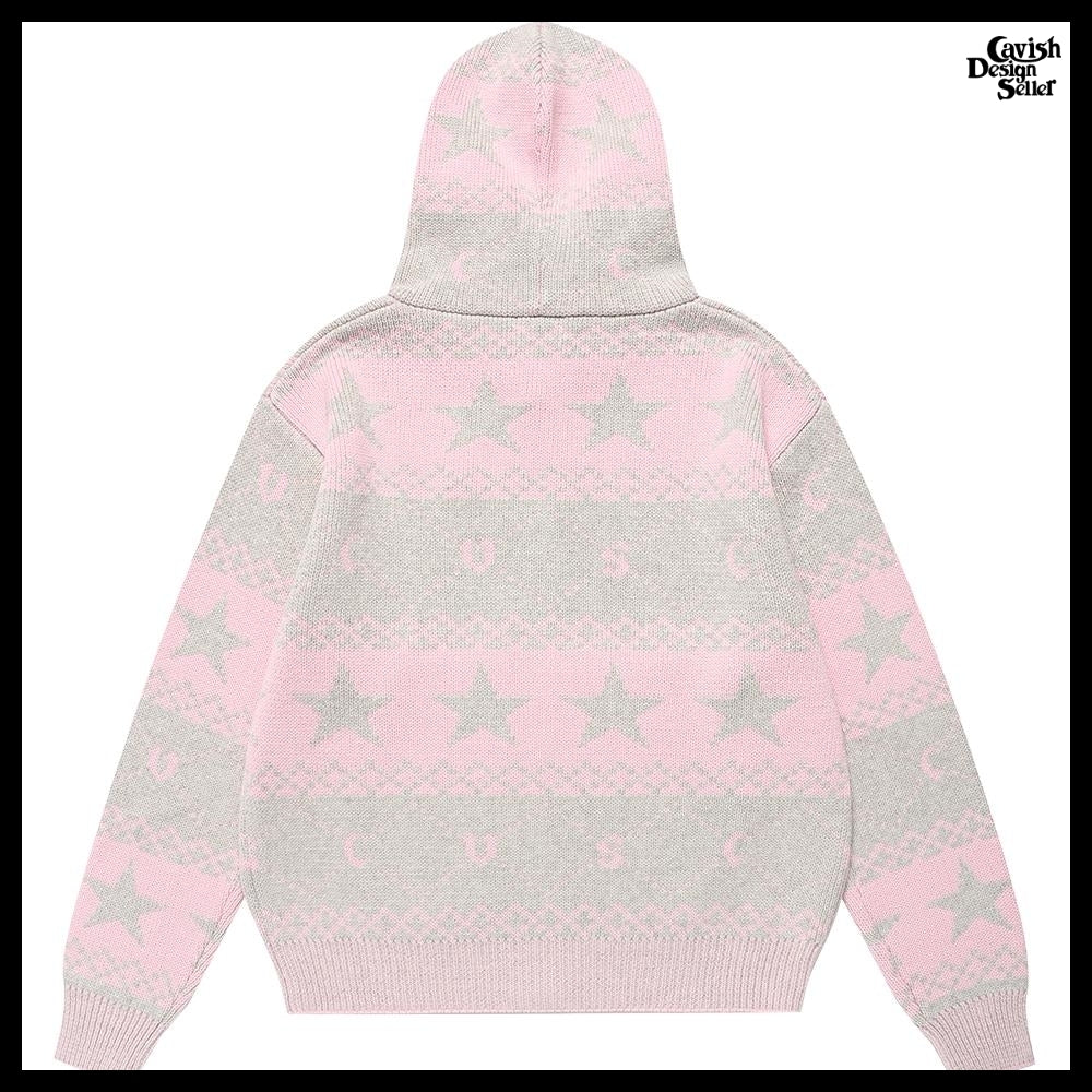 【CAVISH】Nordic Knit Zip-Up Hoodie