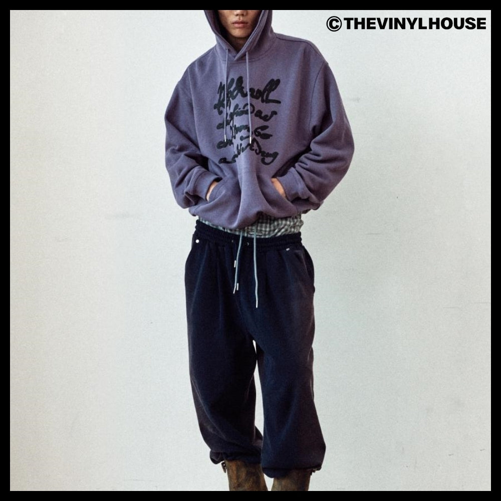 【THEVINYLHOUSE】Cursive writing typo hoodie (4 colors)