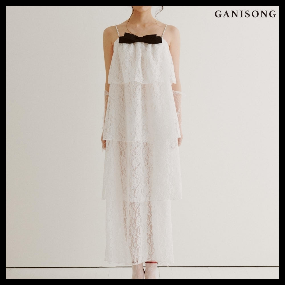 【GANISONG】Bridal Layerd Wedding Cake Dress White