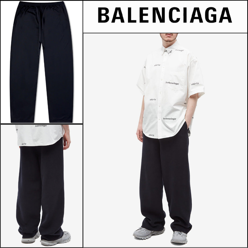 【BALENCIAGA】Elastic Waist Pants Navy