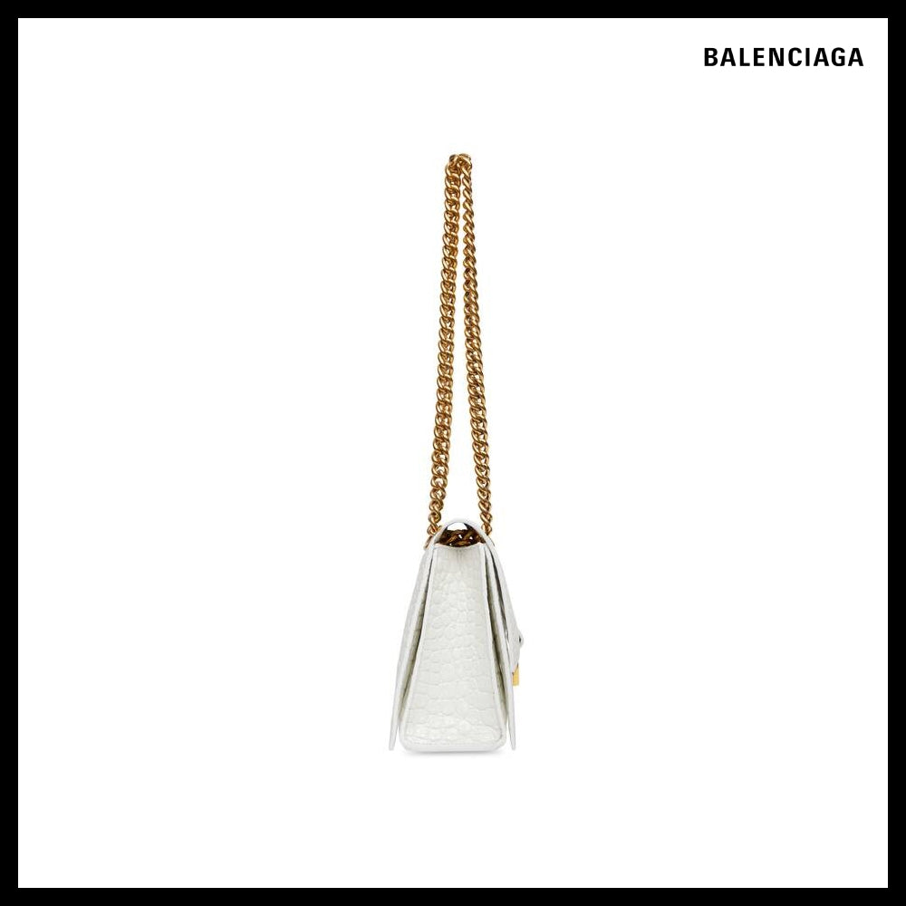【BALENCIAGA】Crush Small Chain Bag Crocodile Embossed Optic