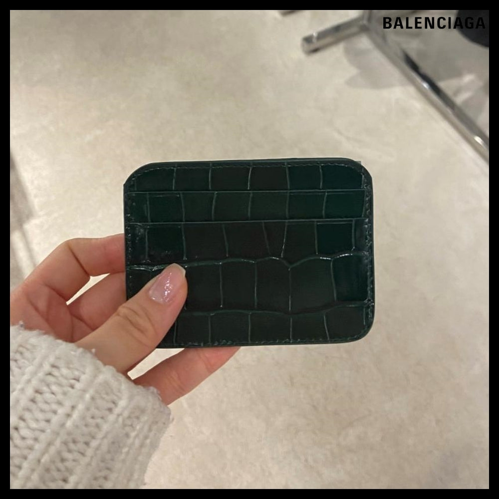 【BALENCIAGA】Cash Card Holder Embossed Leather Card Case