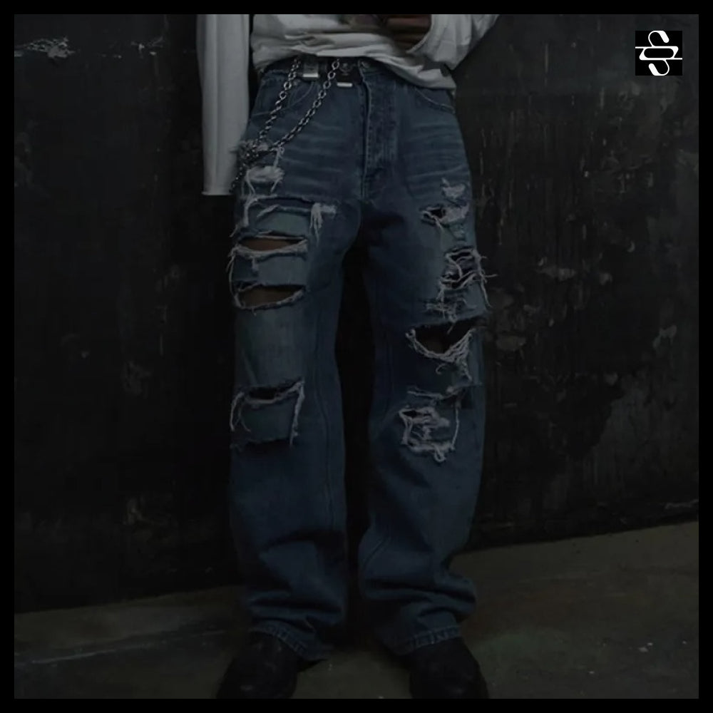 【SUNDAYOFFCLUB】Thrashed Repaired Selvage Denim Washed Blue