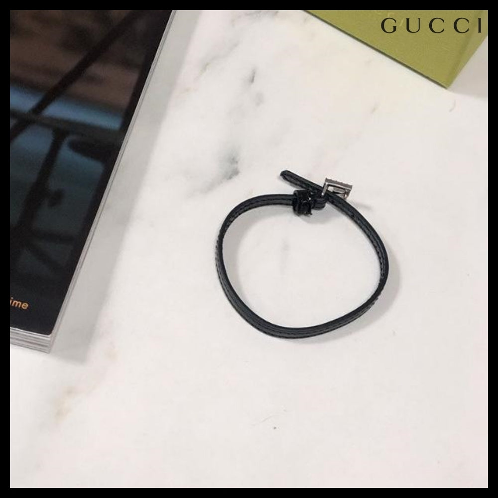 【GUCCI】 レディース レザー ブレスレット ブラック