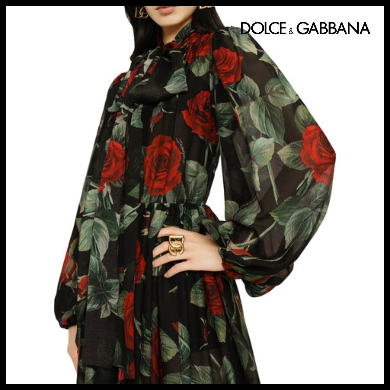 【Dolce & Gabbana】TEXTURED CHIFFON CALF-LENGTH DRESS