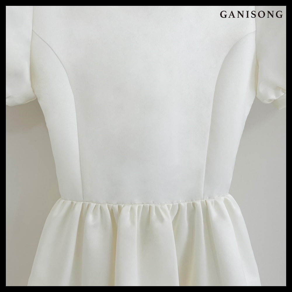 【GANISONG】Bridal Back Open Dress White