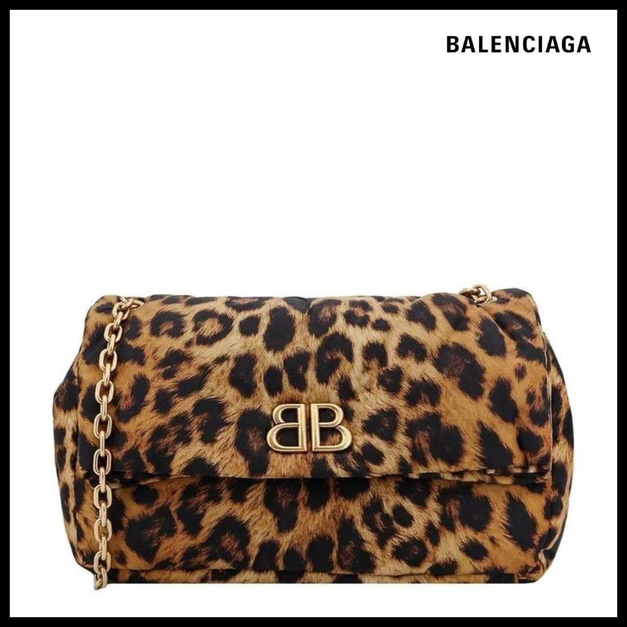【BALENCIAGA】Monaco Medium Chain Bag Leopard