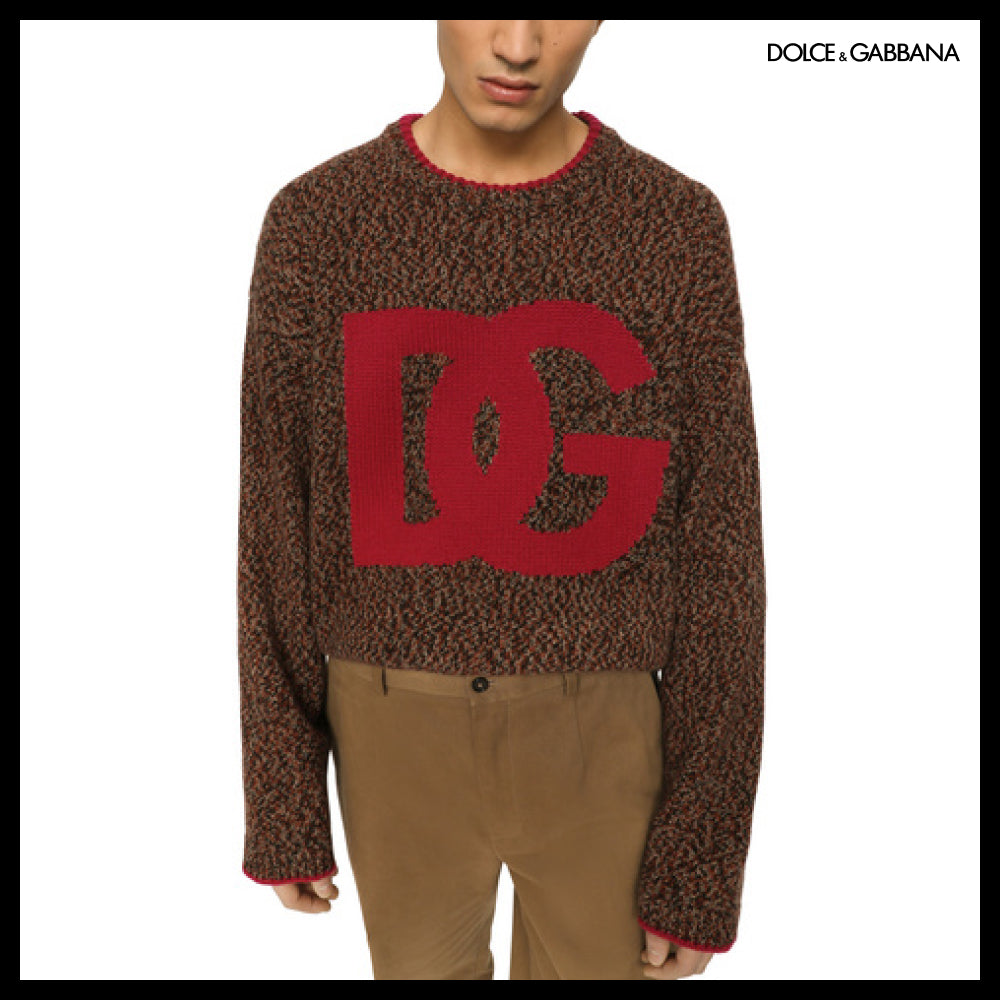 【Dolce&Gabbana】MELANGE WOOL ROUND NECK SWEATER DG INLAY