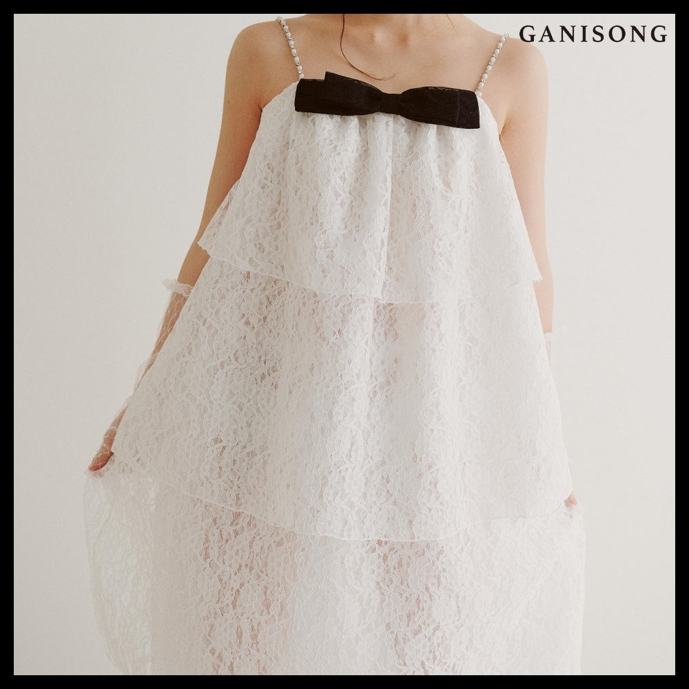 【GANISONG】Bridal Layerd Wedding Cake Dress White