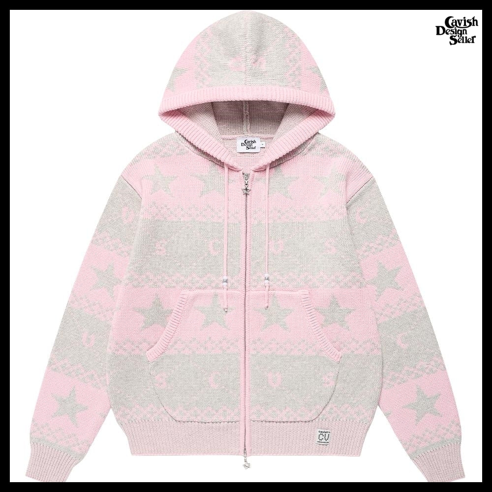 【CAVISH】Nordic Knit Zip-Up Hoodie