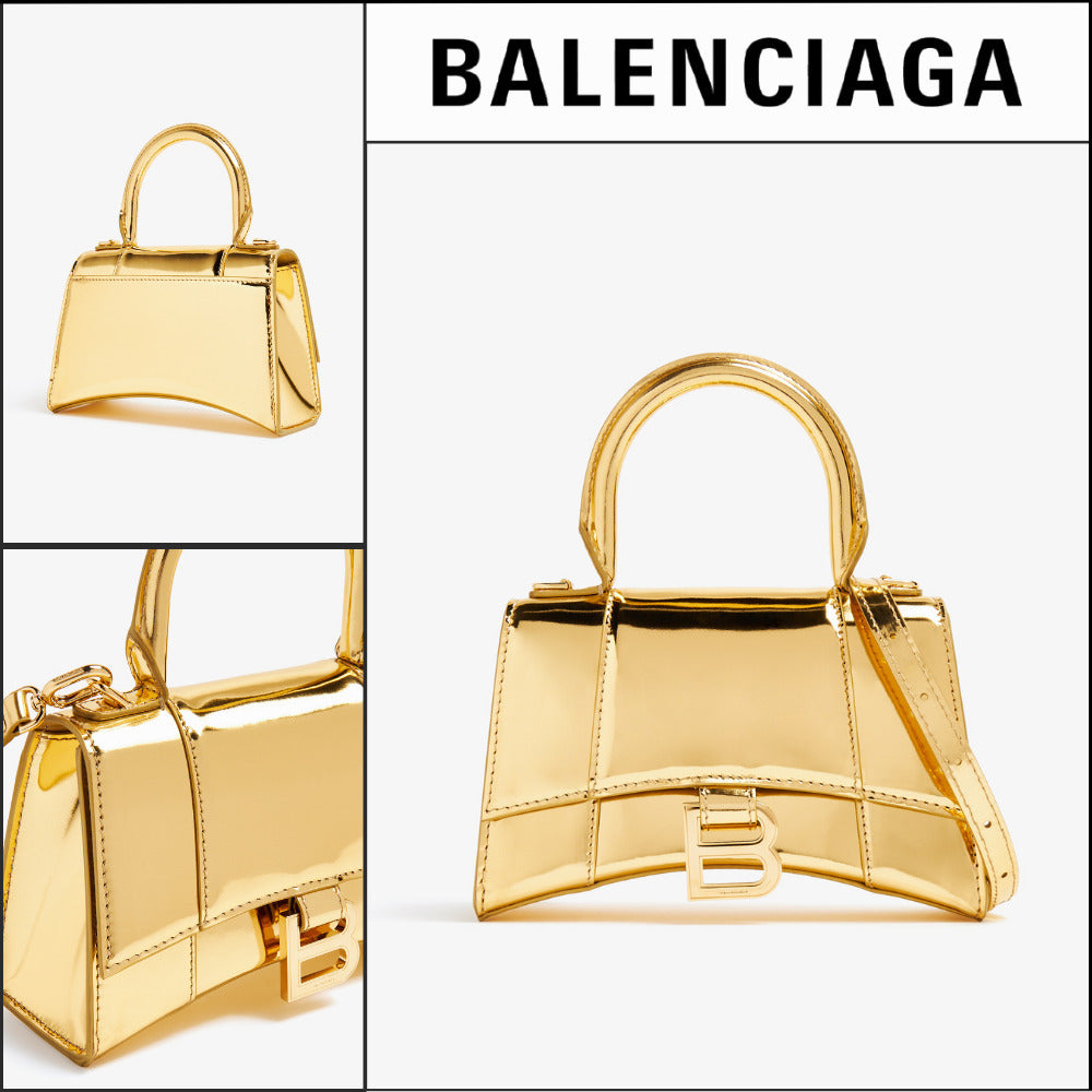 【BALENCIAGA】Hourglass XS Top Handle Handbag in Gold