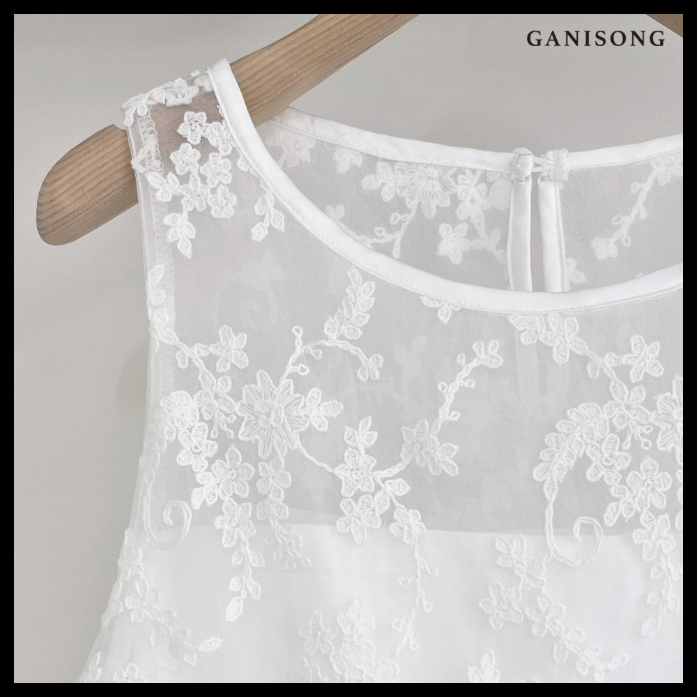 【GANISONG】Bridal Almond Mini Dress White
