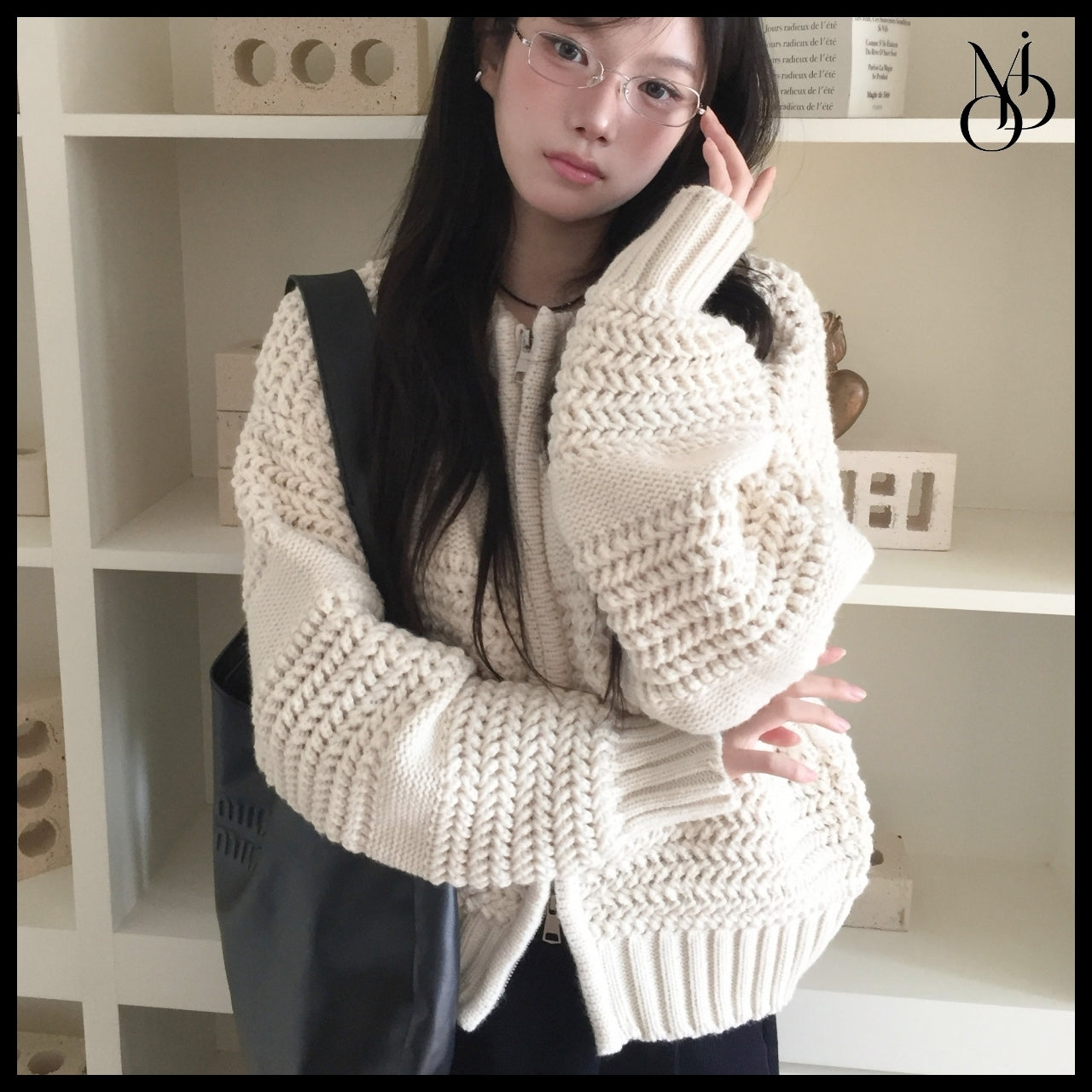 【MODIMOOD】Heavy Knit Half Zip-Up 2 Colors