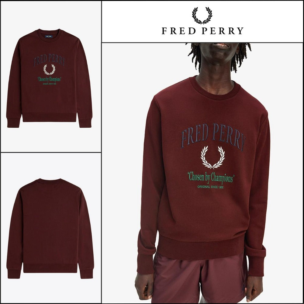 【FREDPERRY】ClubhouseEmbroideredChampionSweatshirt Oxblood