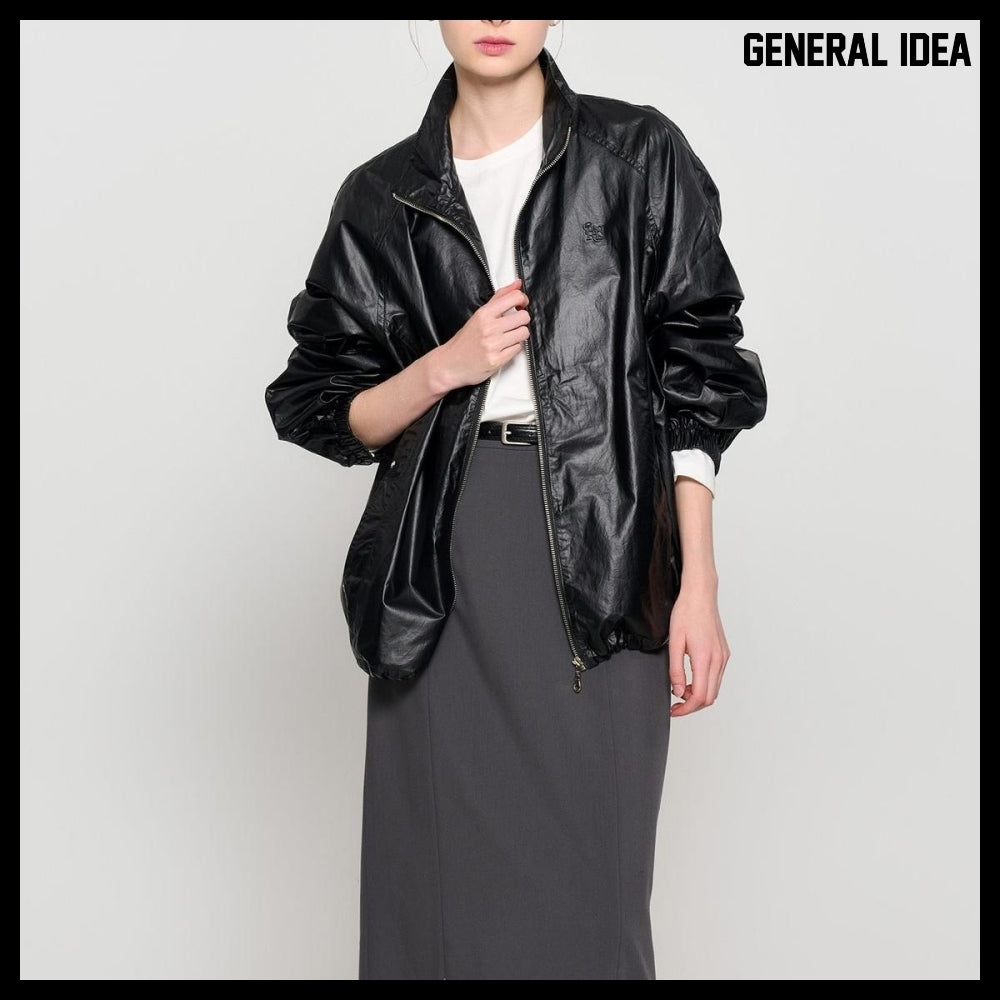 【GENERAL IDEA】Glossy Coating Jumper - Black
