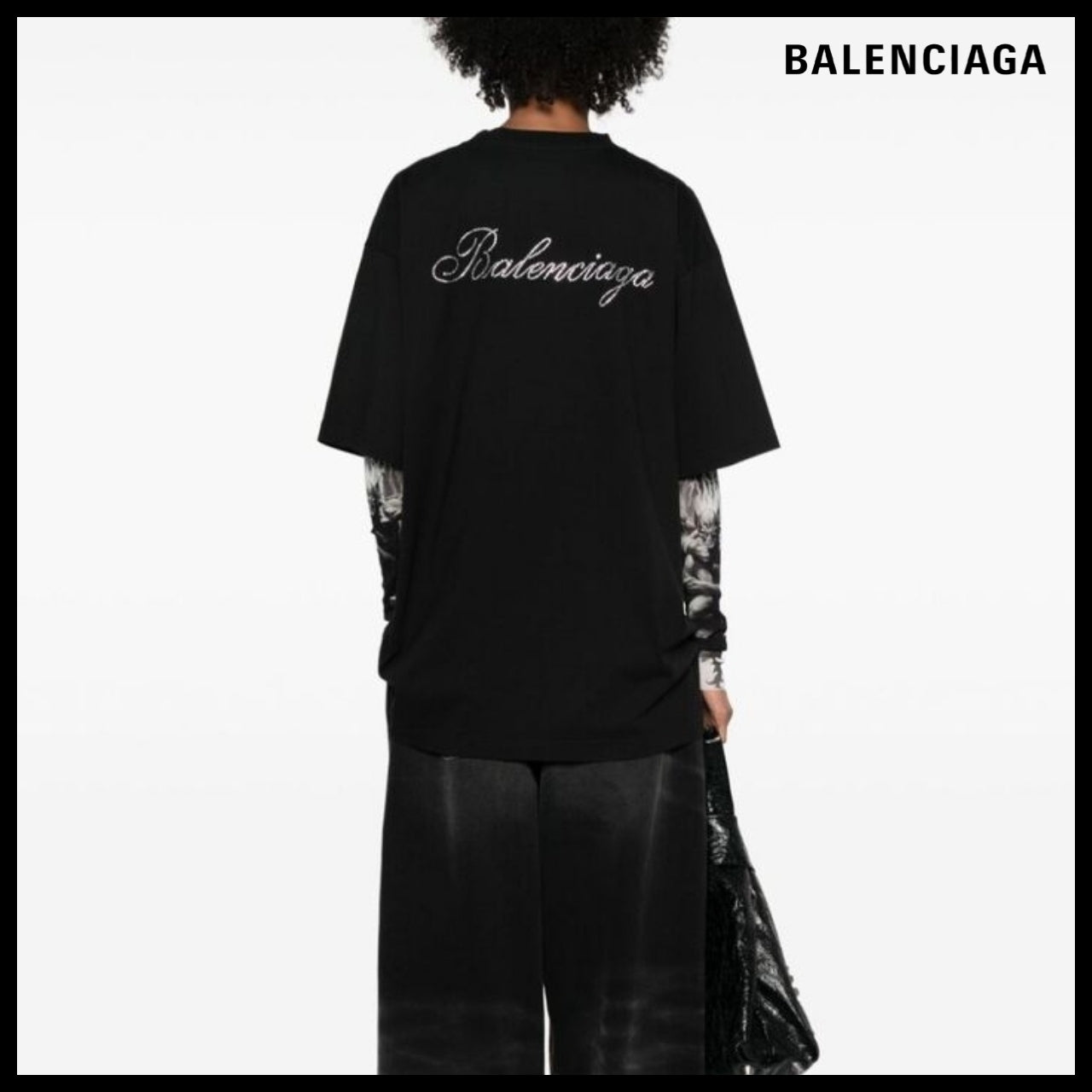 【BALENCIAGA】Handwritten T-Shirt Large Fit Black