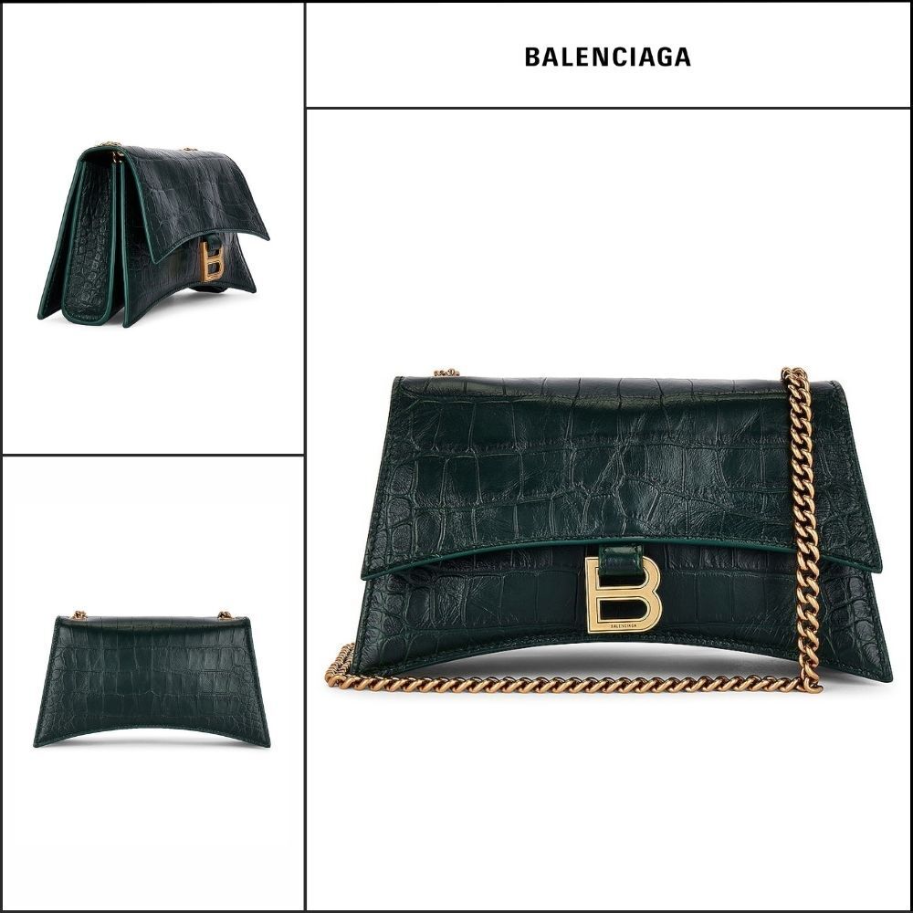【BALENCIAGA】Crush XS Chain Bag Crocodile Embossed Green