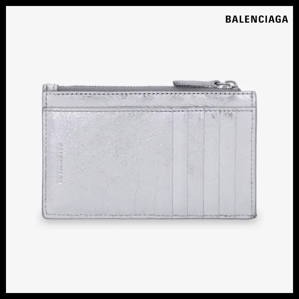 【BALENCIAGA】Le City Long Leather Card Holder Silver