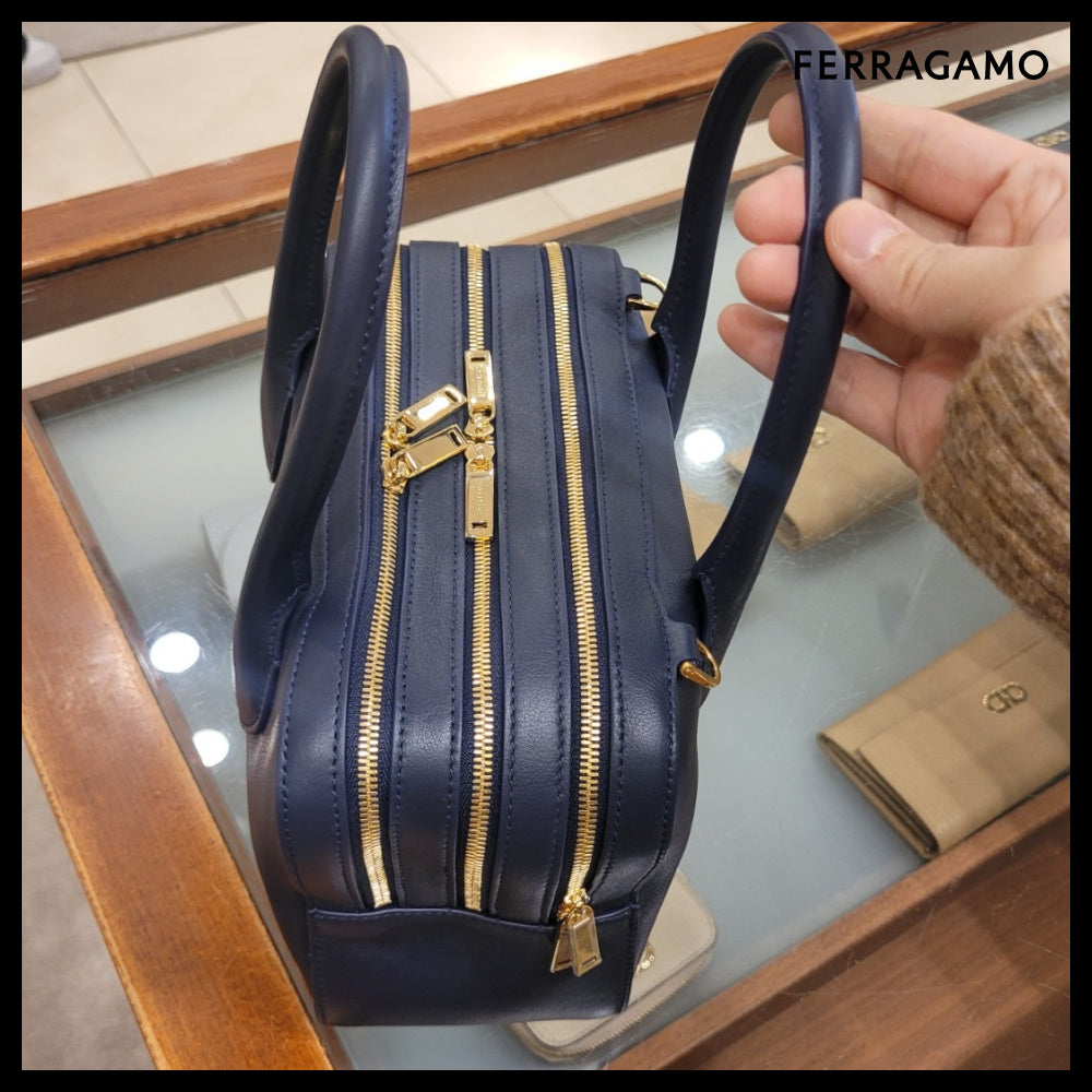 【Ferragamo】Gancini STAR TH tote bag midnight