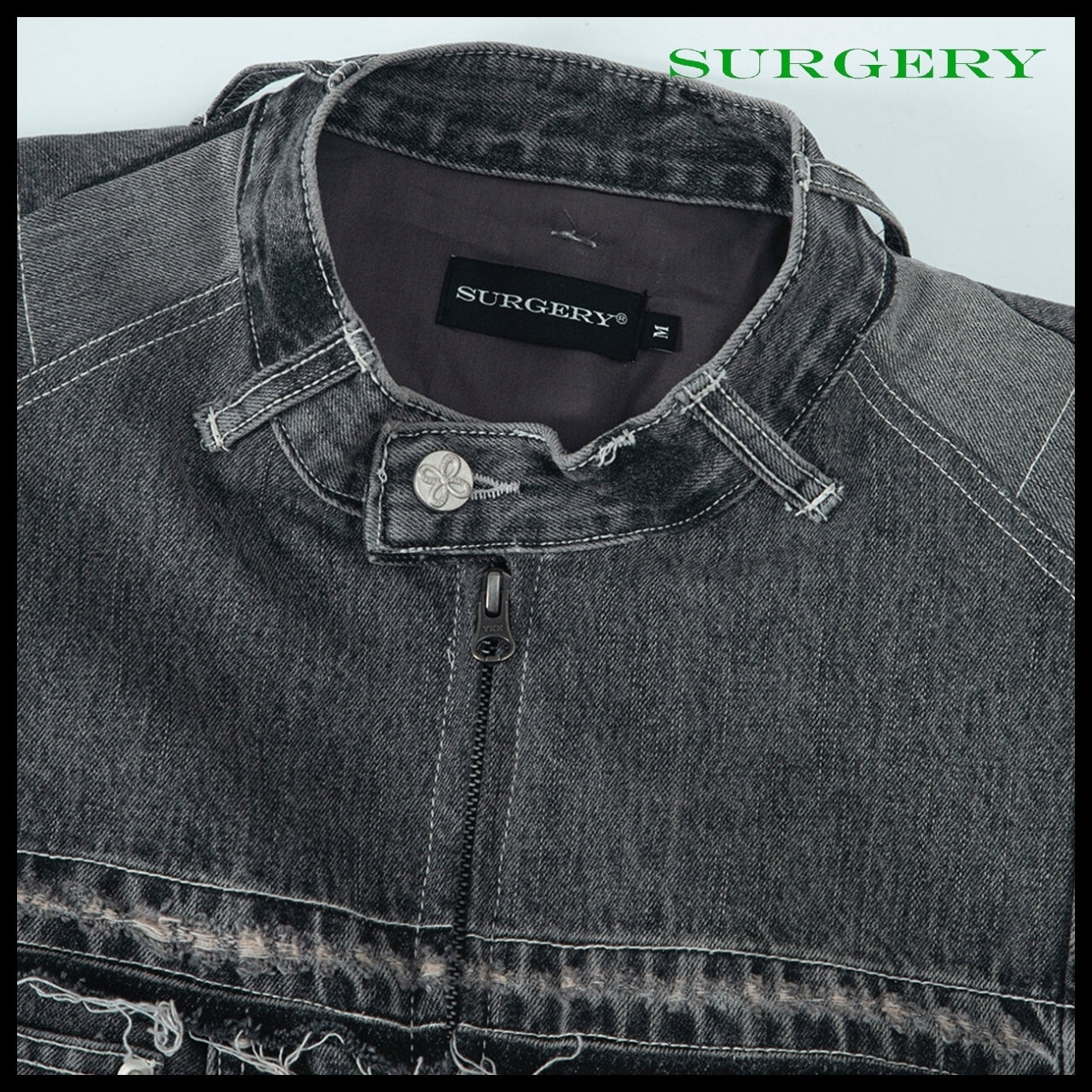 【SURGERY】Denim Biker Jacket Grey