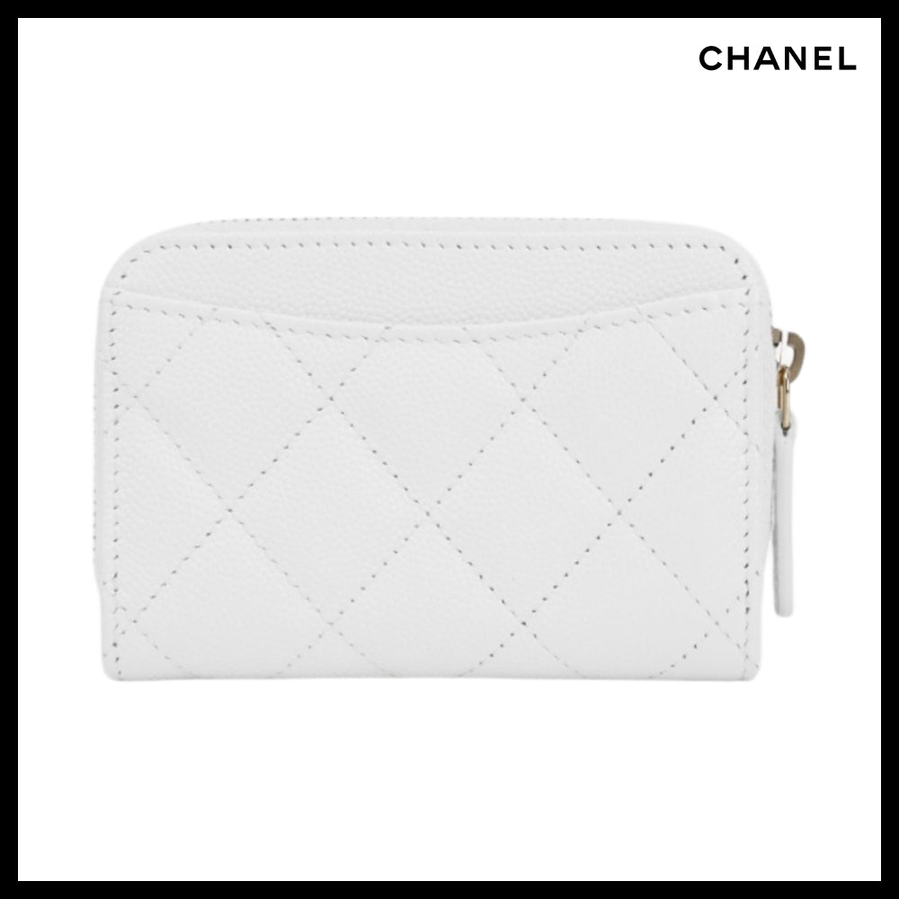 【CHANEL】Classic Zipped Coin Purse Grained Shiny Calfskin