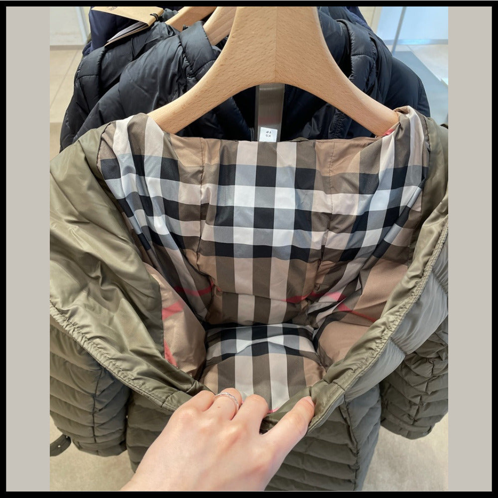 【BURBERRY】WITLEY Belted Long Down Coat Dark Military