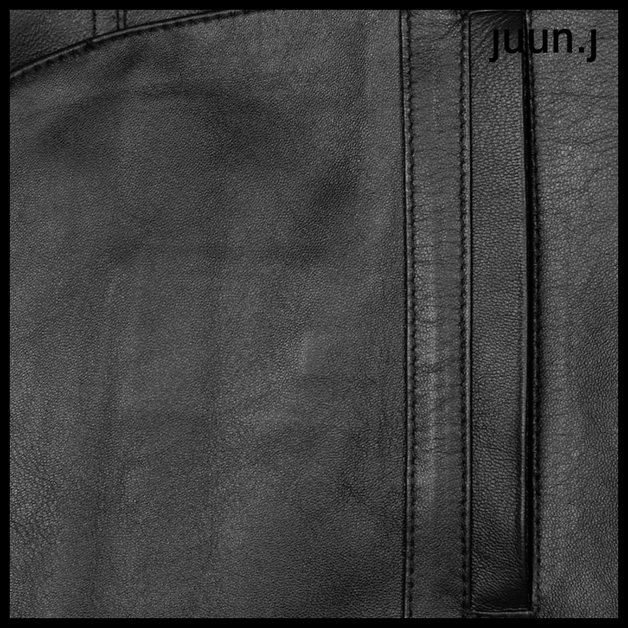 【JUUN.J】Leather Hood Zip-Up Jumper Black