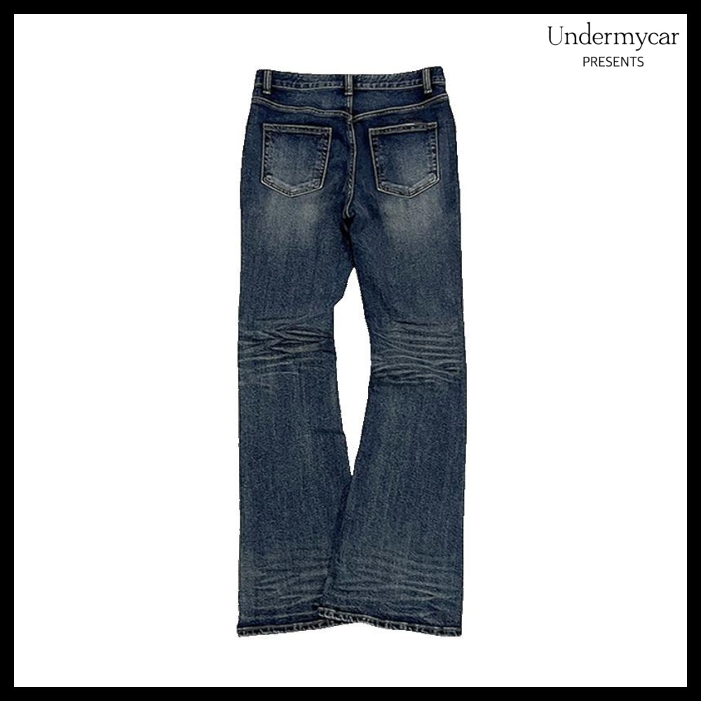 【Undermycar】Mu.114 Original Logo Washed Slim Flare Jeans