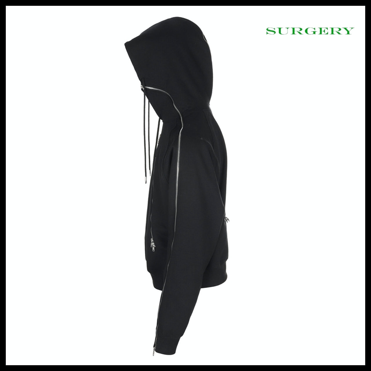 【Surgery】Four Directions Zipper Hoodie Black