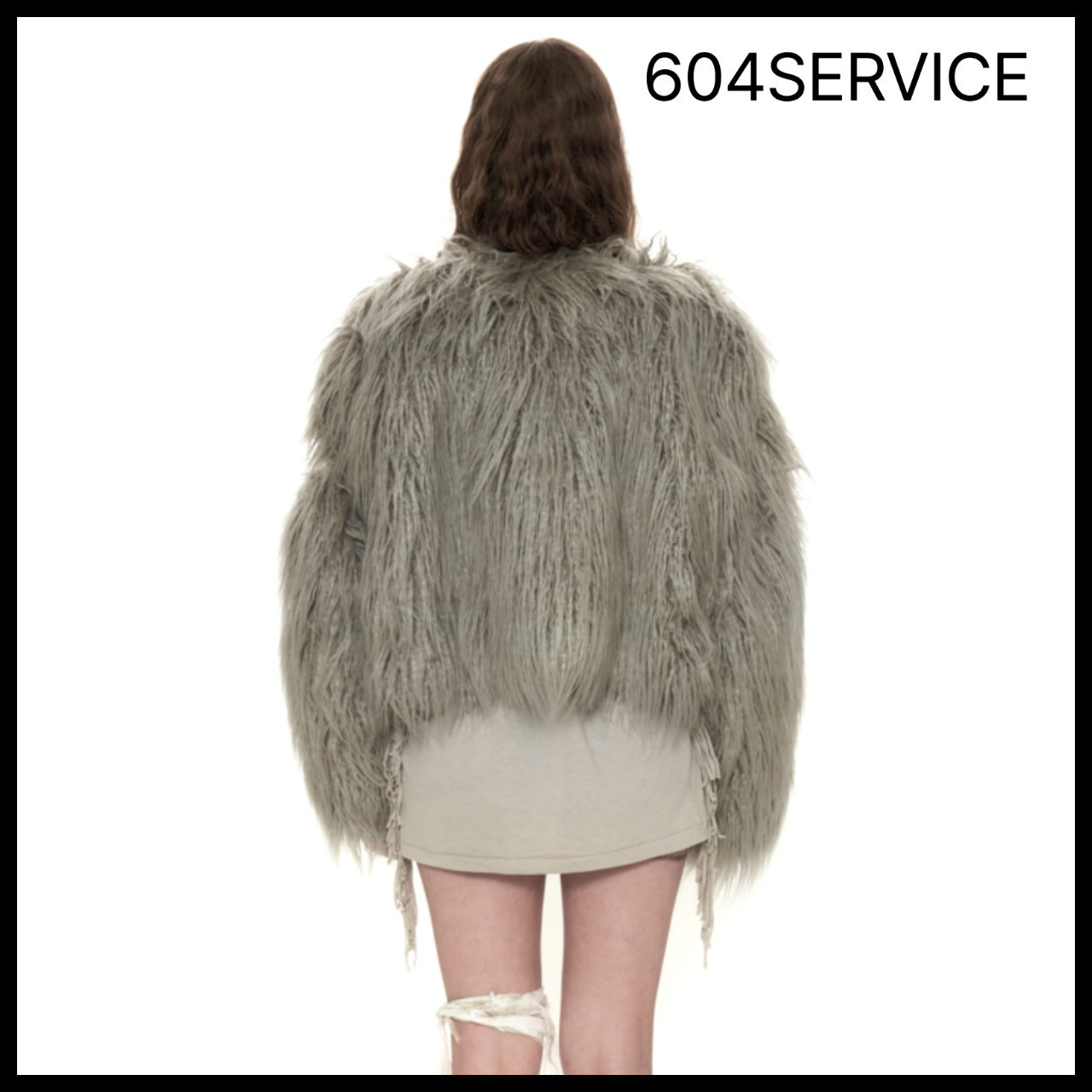 【604service】FUR JACKET WITH ARMY PATCH IN SAGE