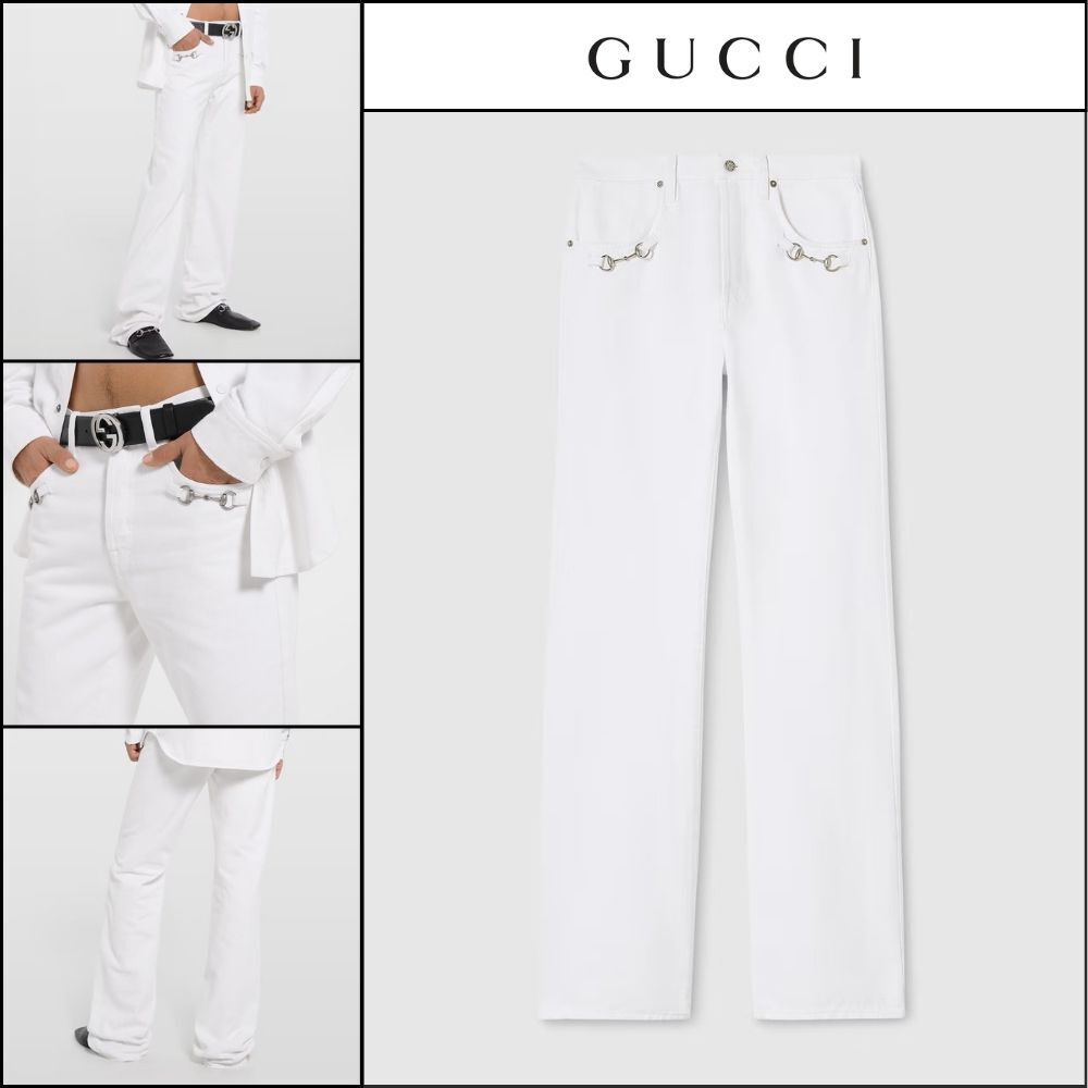 【GUCCI】Cotton Denim Pants With Horsebit Detail