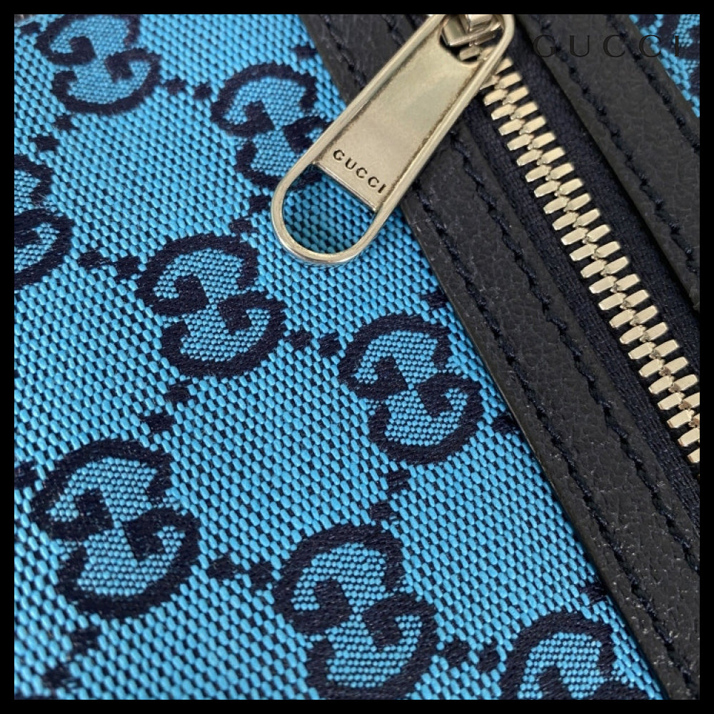 【GUCCI 】New Canvas GG Pattern Belt Bag BLUE