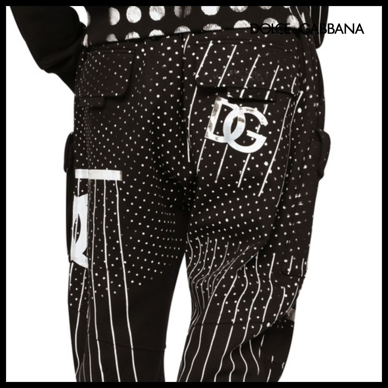 【Dolce & Gabbana】PRINTED TECHNICAL JERSEY CARGO PANTS