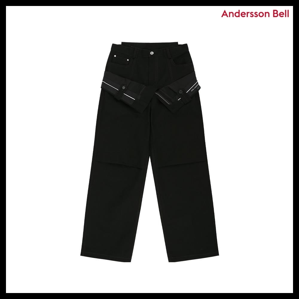 【ANDERSSON BELL】Double Waistband Wide-Leg Trousers Black