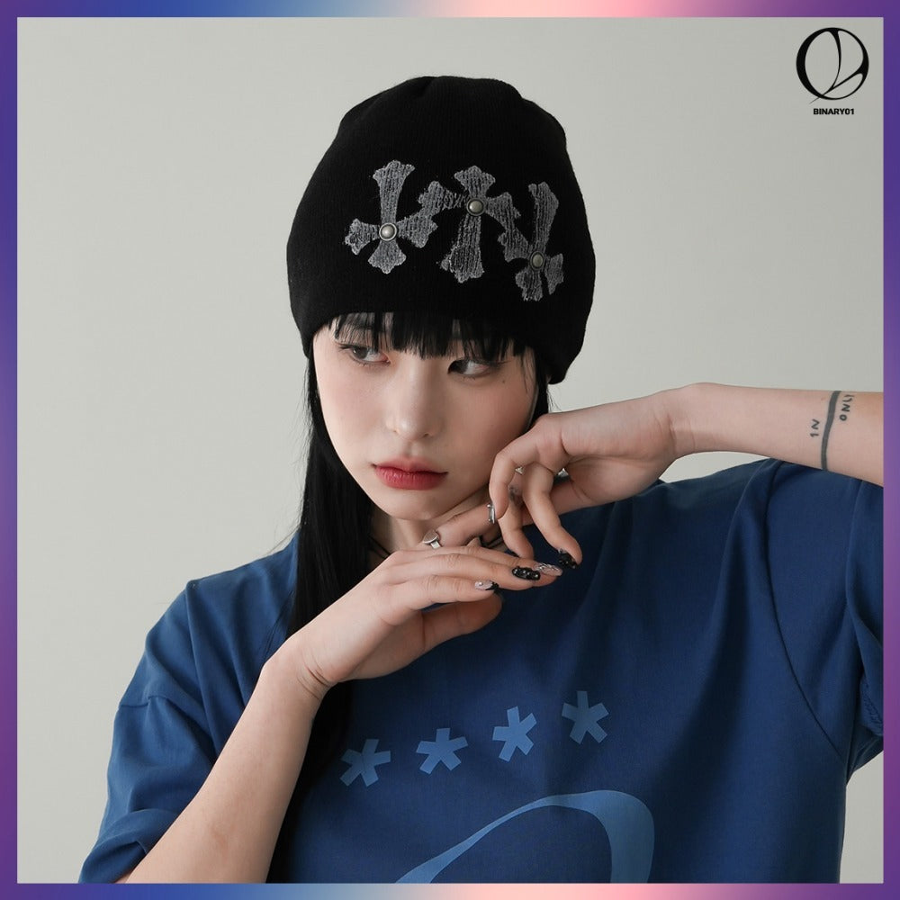 【BINARY01】SKUUNI PRINTED BEANIE 4COLORS