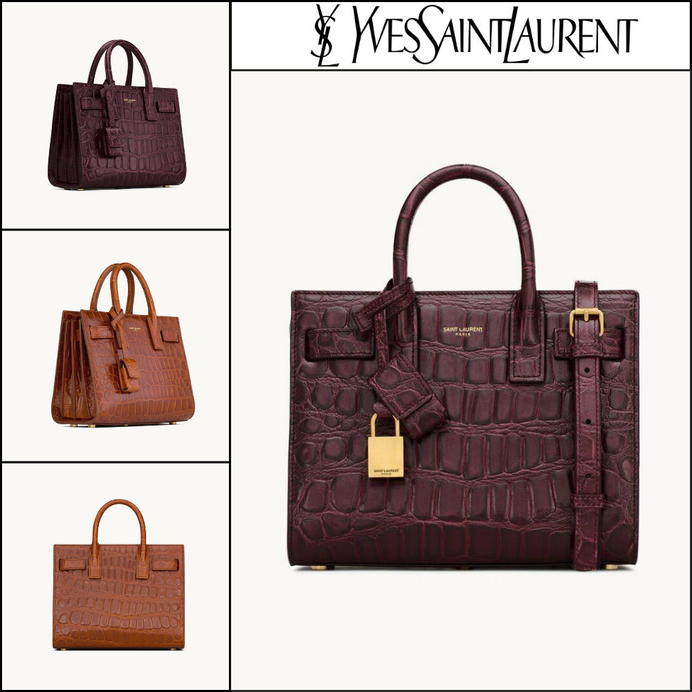 【Saint Laurent】Embossed Crocodile Leather SAC DE JOUR Bag