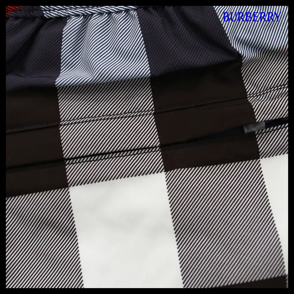 【Burberry】Men’s Drawstring Check Swim Pants Navy