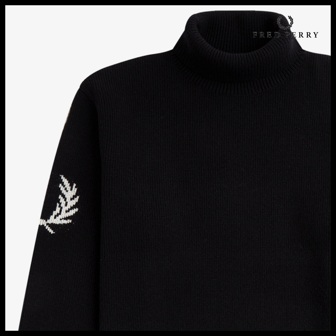 【FRED PERRY】Laurel Wreath Roll Neck Knit Black