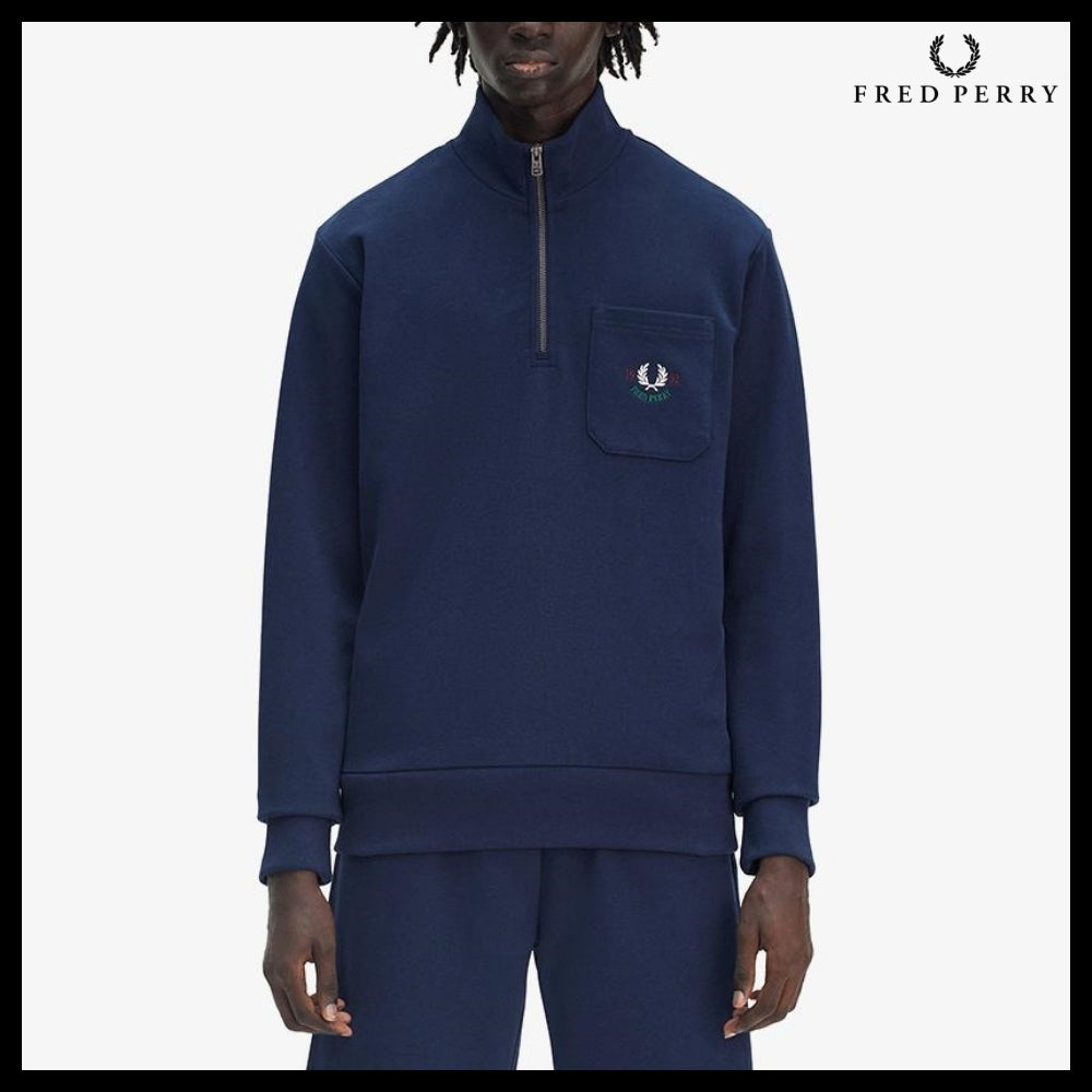【FRED PERRY】ClubhouseEmbroideredChampionHalfzipSweatshirt