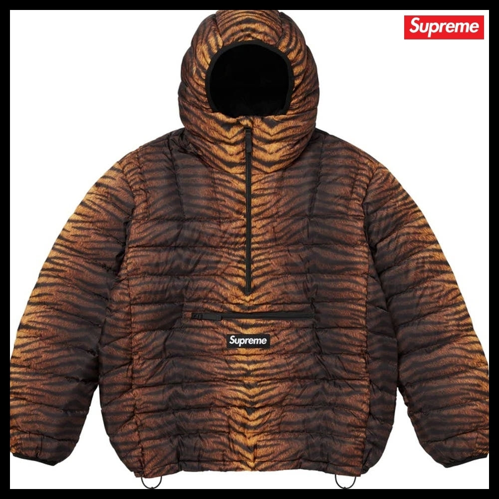 【Supreme】Micro Down Half Zip Hooded Pullover Tiger 25FW