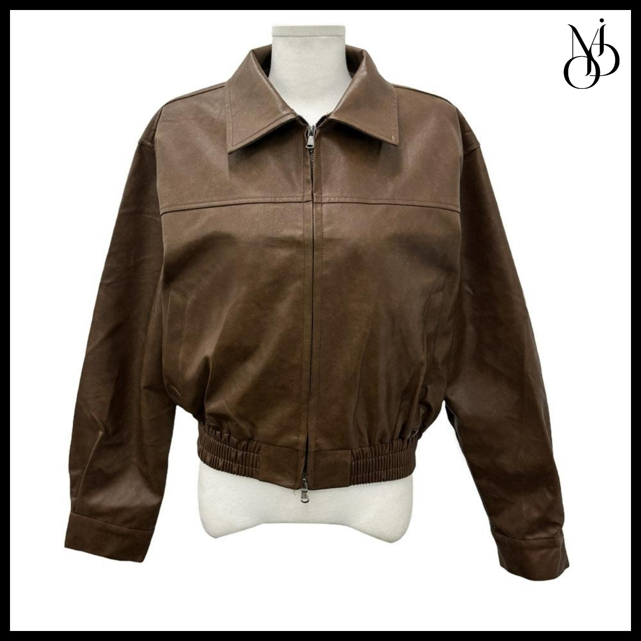 【MODIMOOD】Two-N Two-Way Zip Collar Leather Jacket 2 Colors