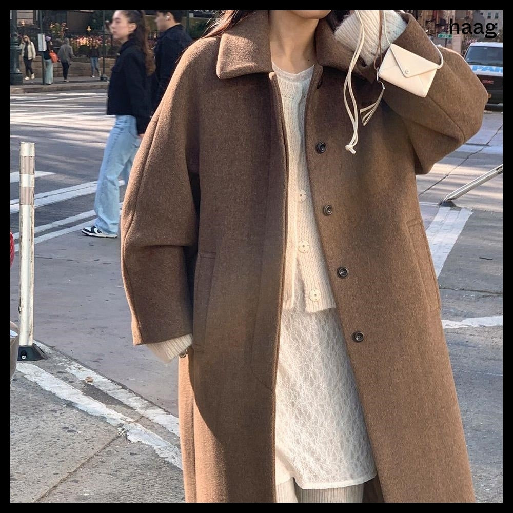 【HAAG】A Wool Single Coat Brown