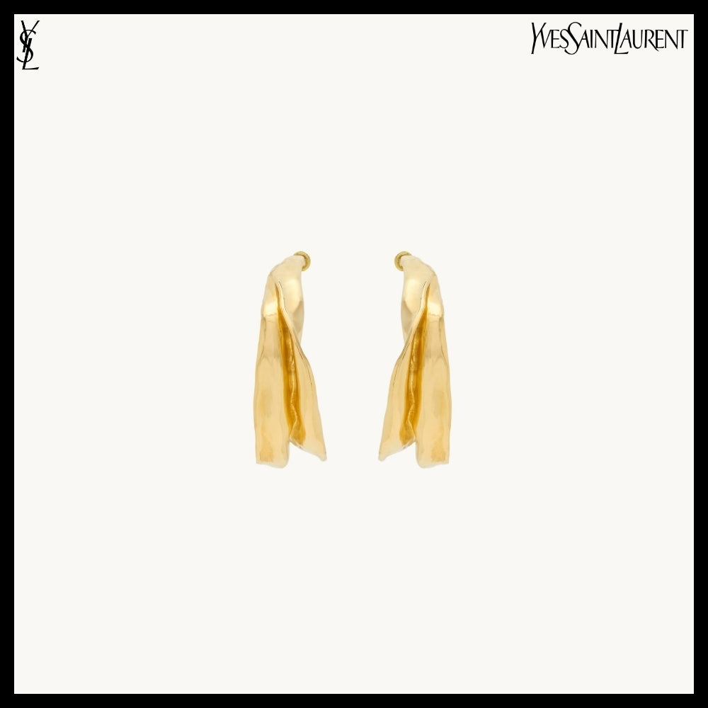 【Saint Laurent】Metal Twisted Leaf Hoop Earrings
