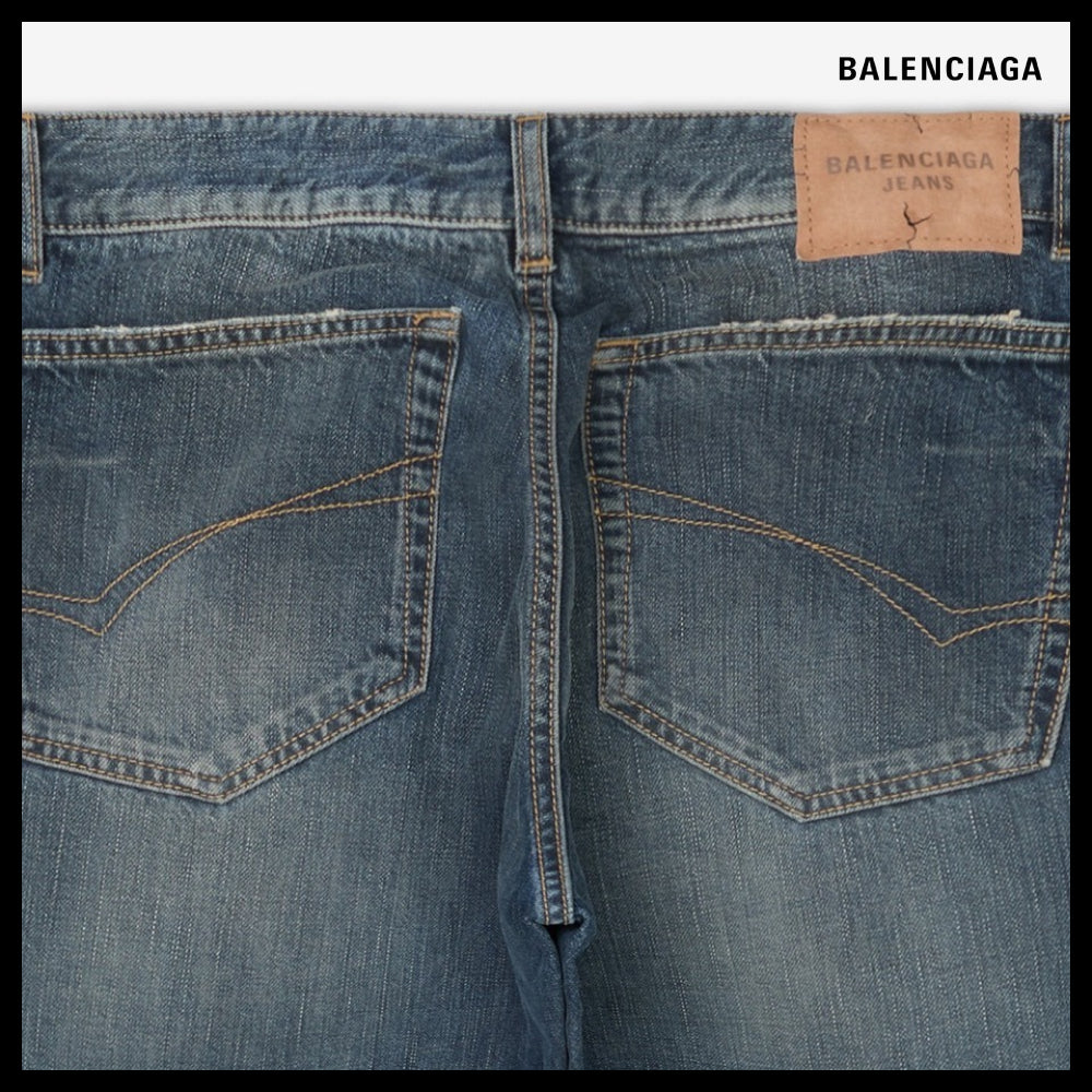 【BALENCIAGA】Low-Waist Fitted Denim Pants - Blue