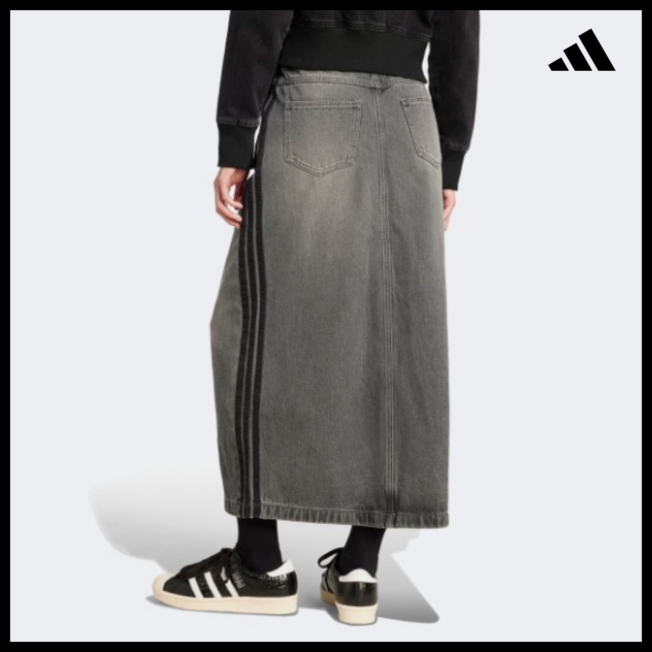 【ADIDAS】Adicolor 3-Stripes Denim Pencil Skirt JW2659