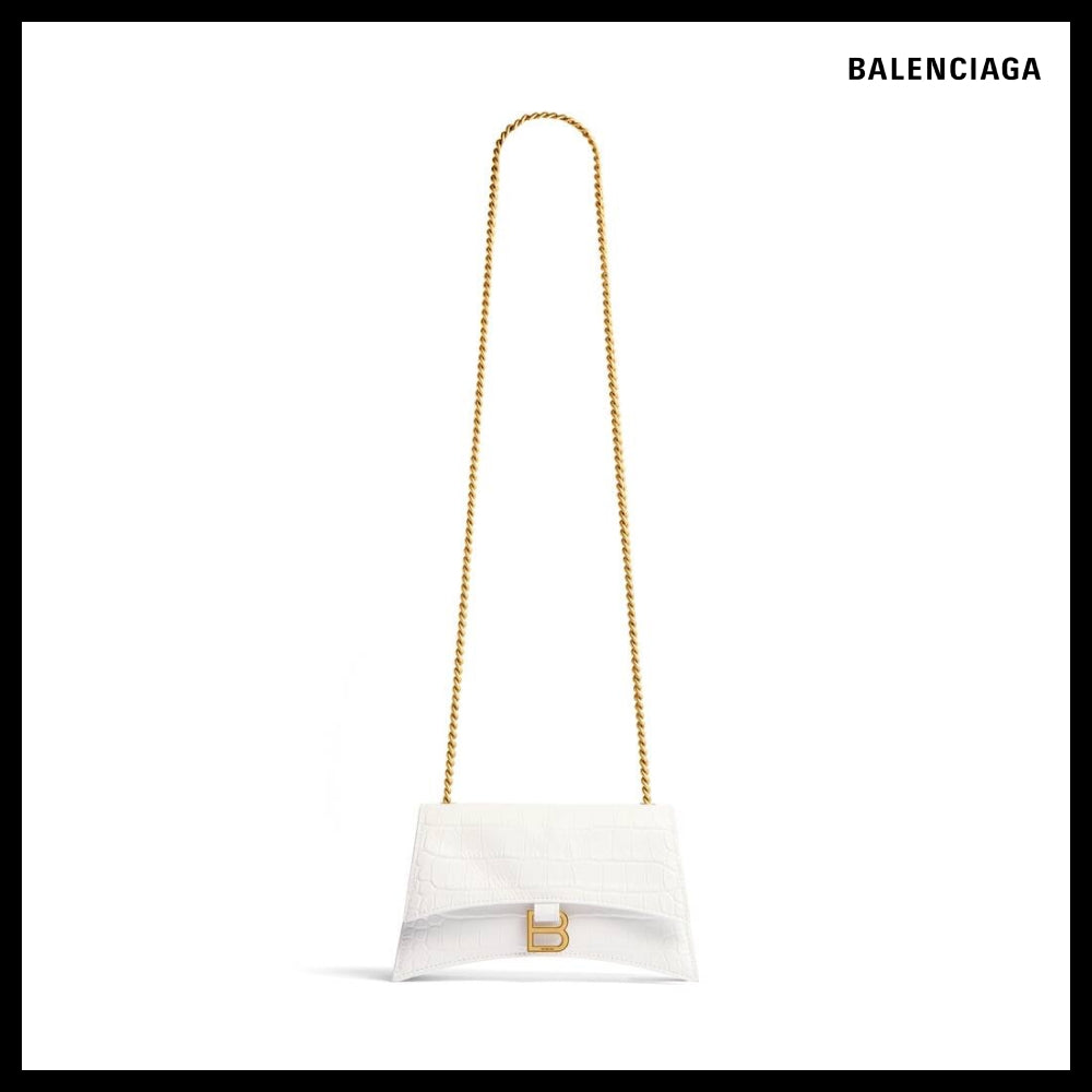 【BALENCIAGA】Crush XS Chain Bag Crocodile Embossed Optic Wh