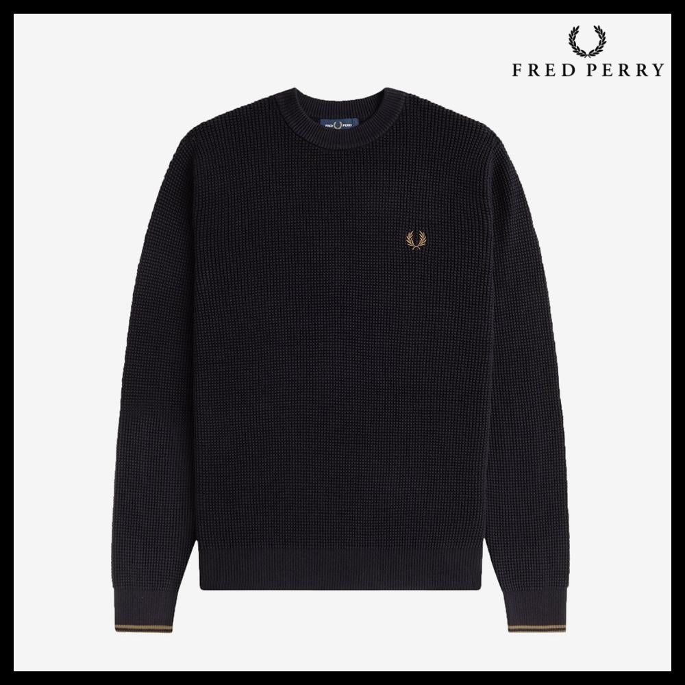 ◆FRED PERRY◆ ニット Knit Black ワッフル ロゴ