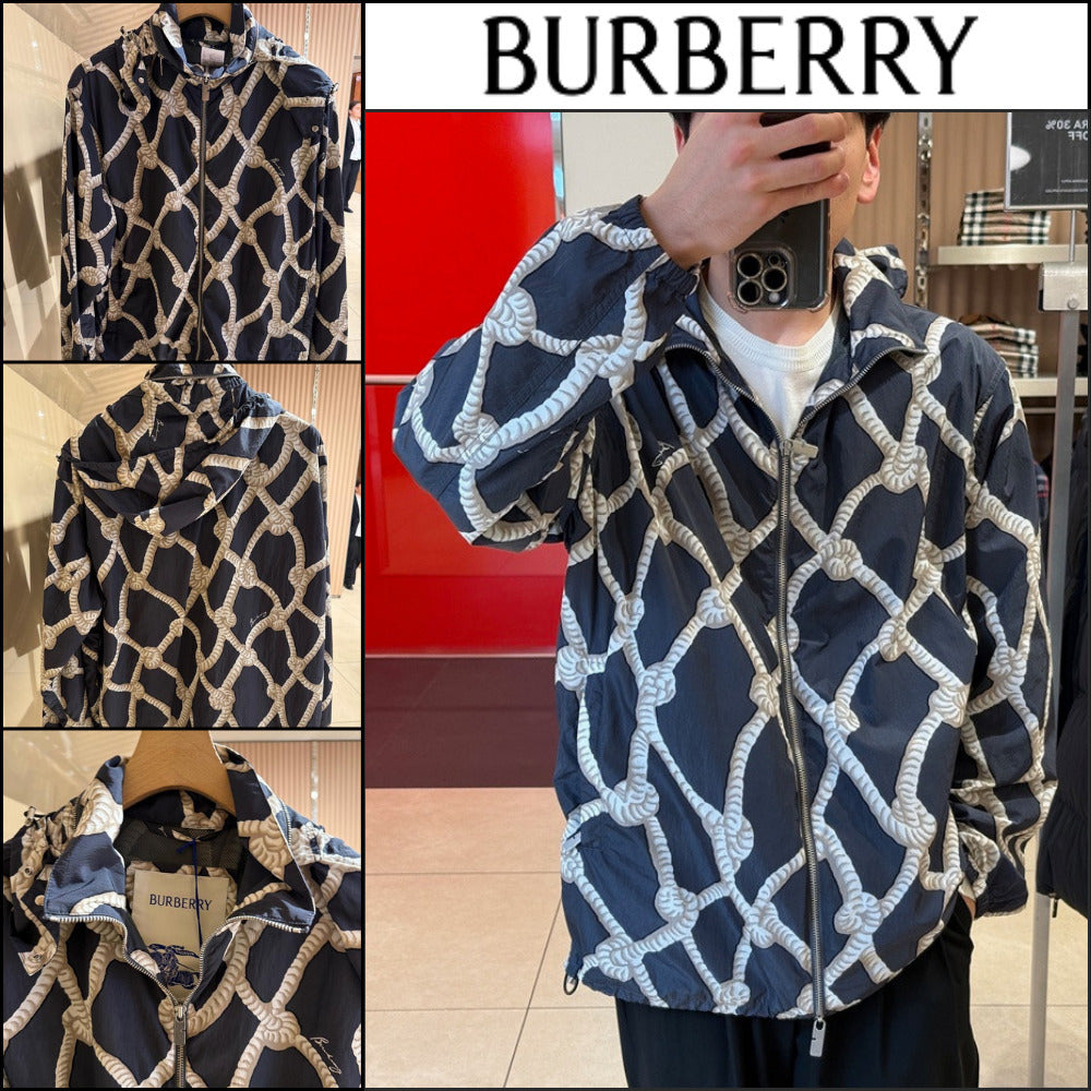 【Burberry】Knot Print Nylon Hooded Jacket Magnet