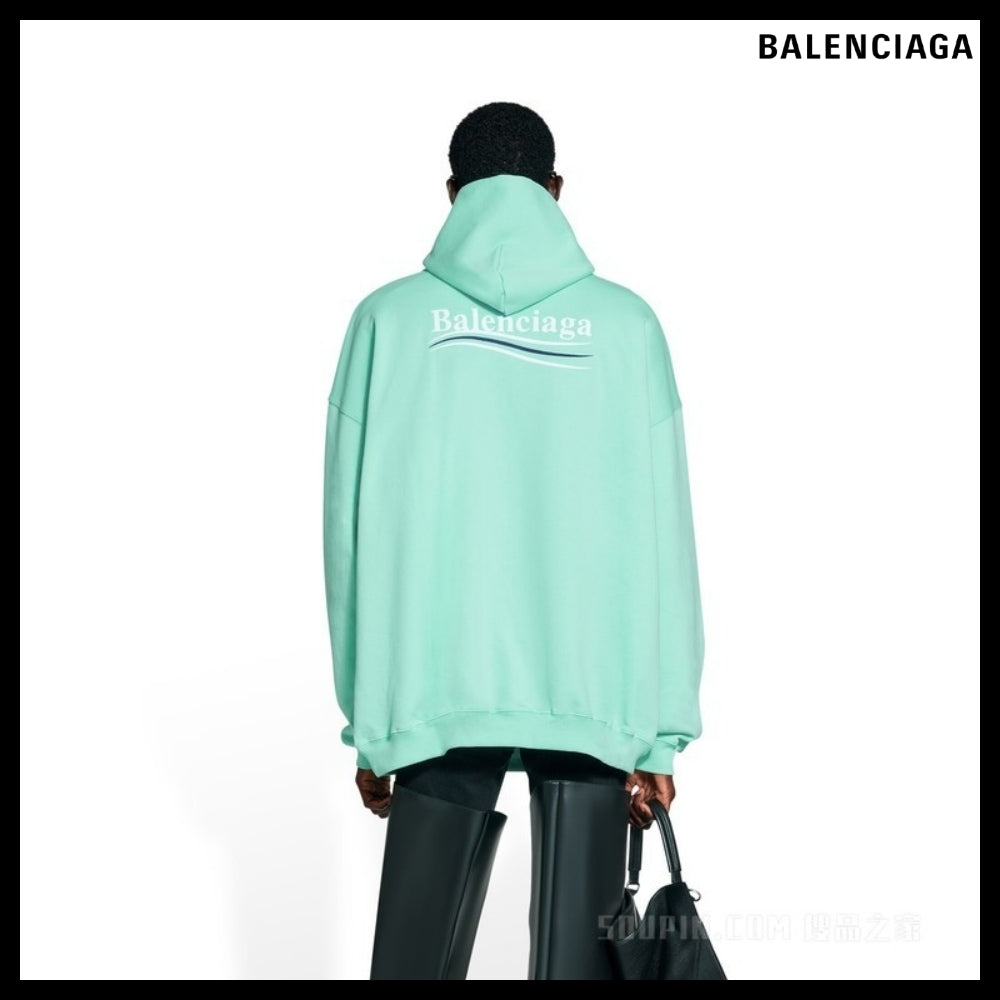 【BALENCIAGA】Political Campaign Hoodie Large Fit LightGreen