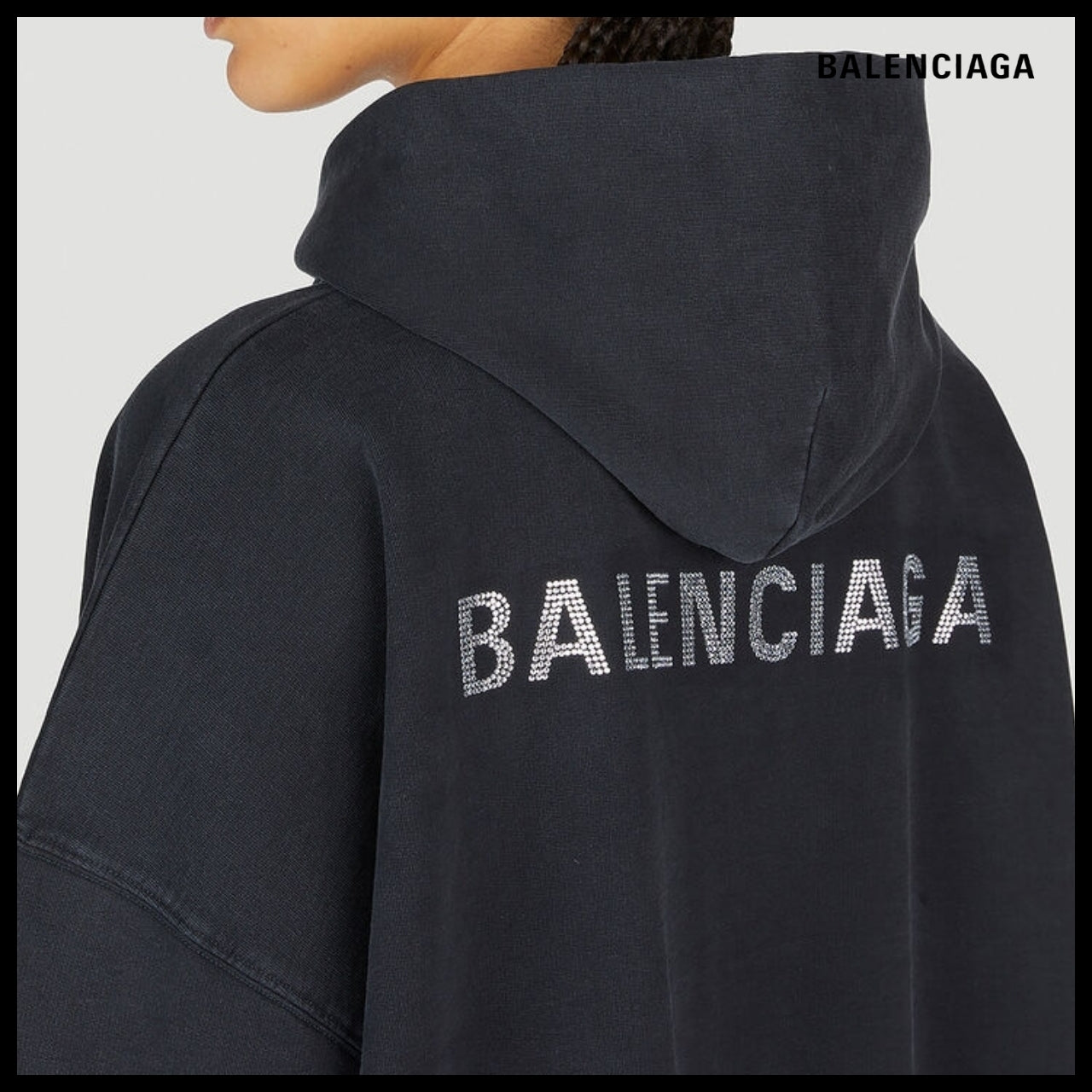 【BALENCIAGA】Large Fit Hooded Sweatshirt Black